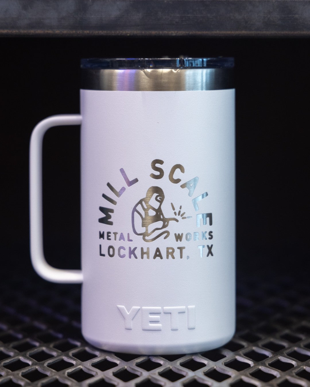 YETI 24oz TRAVEL MUG WHITE  Mill Scale Metalworks