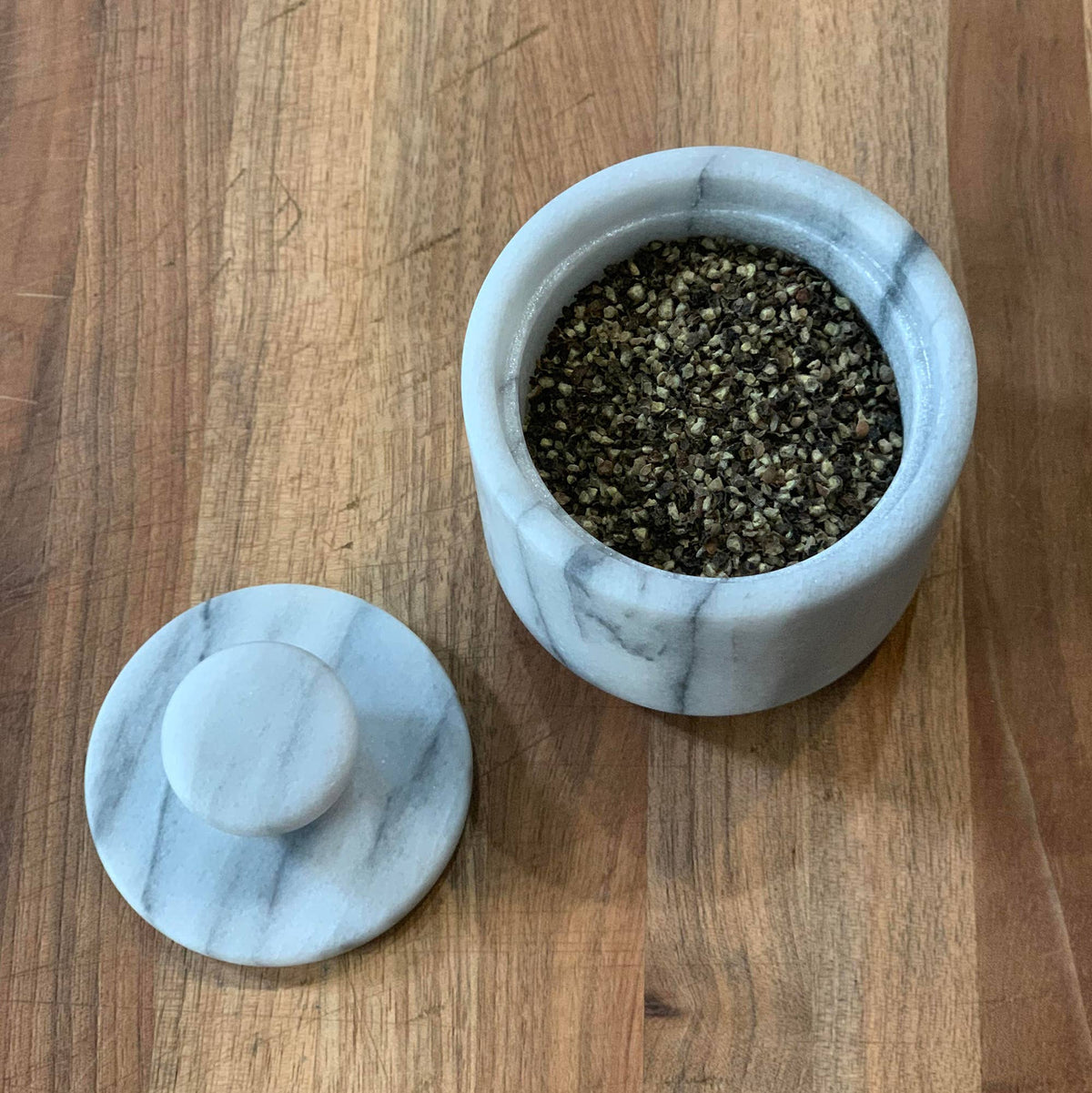 Fox Run White Marble Salt Cellar with Lid, 3.42' x 3.33"