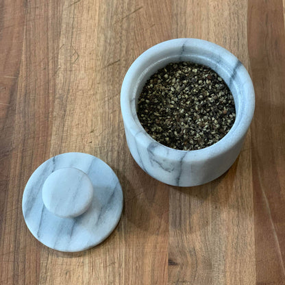 Fox Run White Marble Salt Cellar with Lid, 3.42' x 3.33"