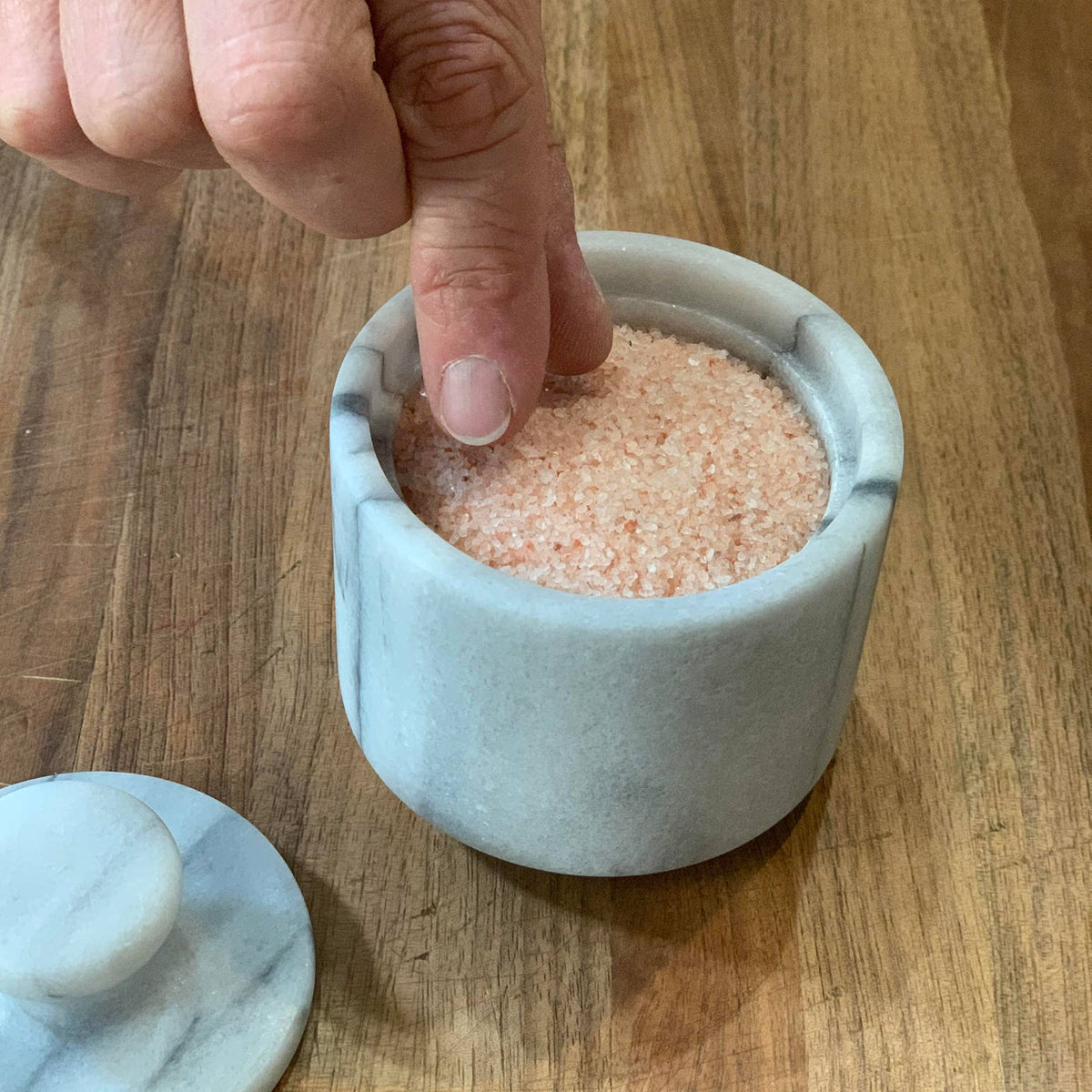 Fox Run White Marble Salt Cellar with Lid, 3.42' x 3.33"
