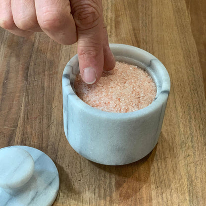 Fox Run White Marble Salt Cellar with Lid, 3.42' x 3.33"