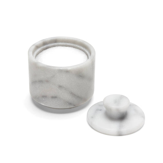 Fox Run White Marble Salt Cellar with Lid, 3.42' x 3.33"