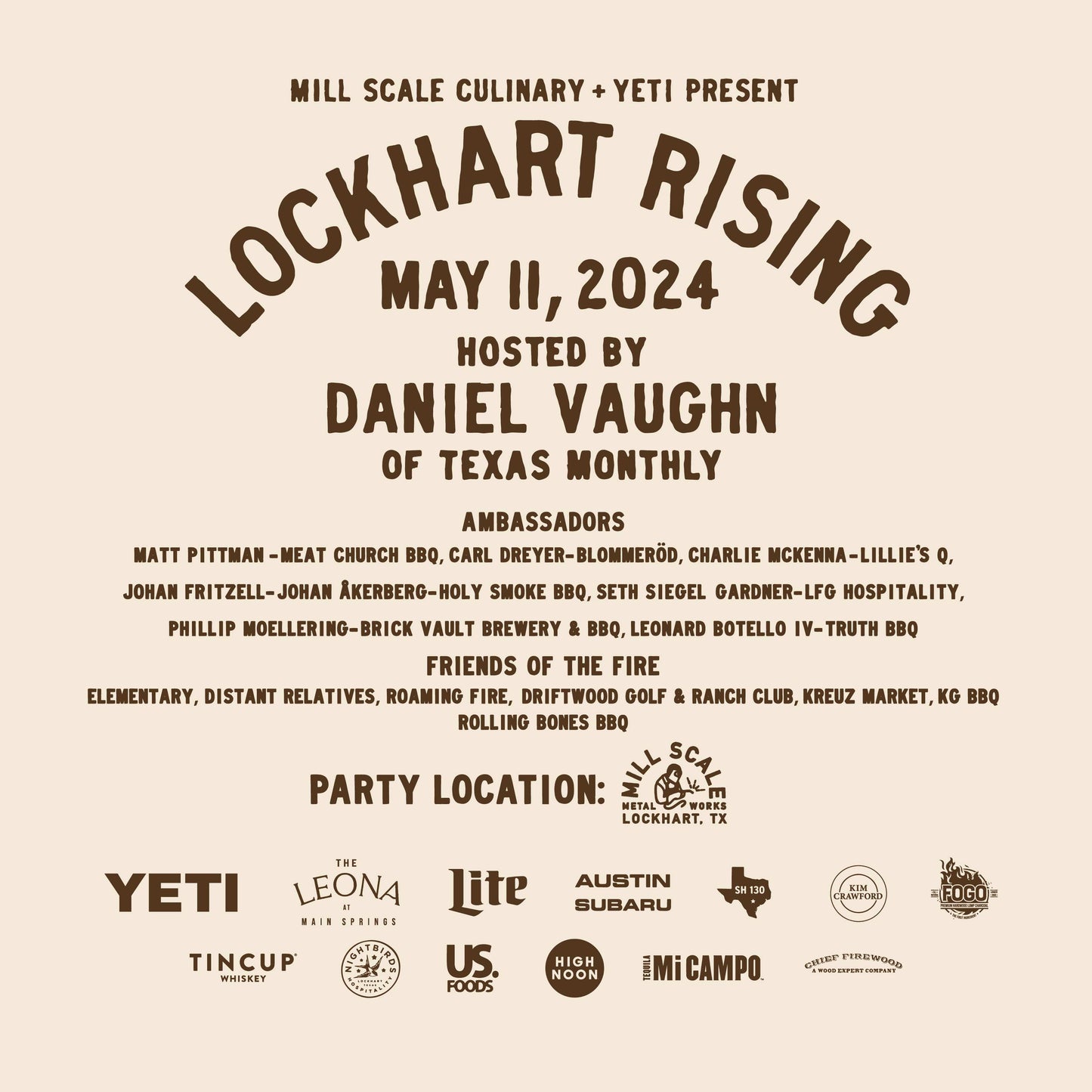 Mill Scale Culinary and YETI Present: LOCKHART RISING 2024