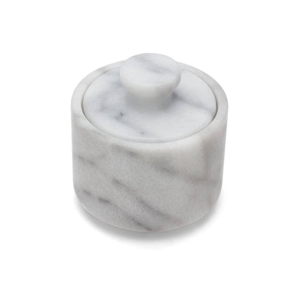 Fox Run White Marble Salt Cellar with Lid, 3.42' x 3.33"