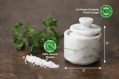 Fox Run White Marble Salt Cellar with Lid, 3.42' x 3.33"