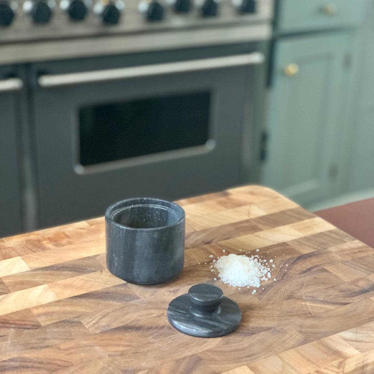Fox Run Marble Salt Cellar, Black, 3" x 3" x 3"